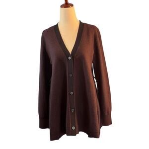 COS A-Line 100% Wool Cardigan Sweater Button Close Extra Attached Plum XS